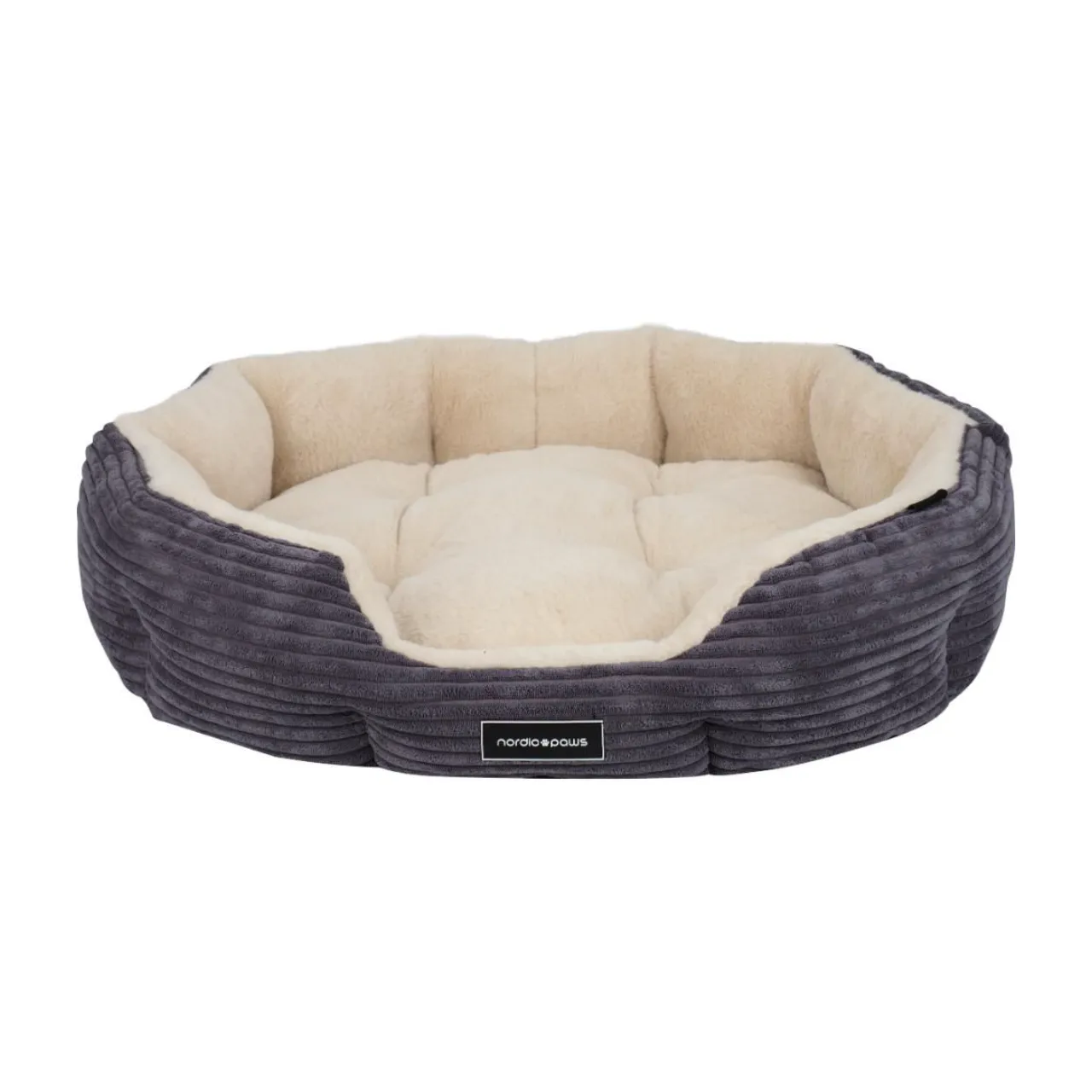 Nordic Paws Arlo Cozy M grå - blød og hyggelig hundeseng i frotte